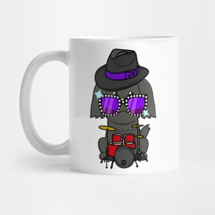 Cute black sheepdog jamming on the drums Mug